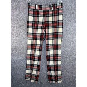 Vintage 70s Red Black Plaid Straight Pants Men’s Size 32 X  29 Wool Golf